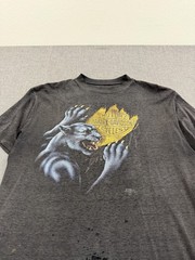 Vintage 3D Emblem Harley Davidson Panther T-Shirt Large Faded Black Distressed