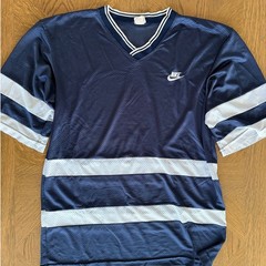 Vintage Nike Mesh Jersey Shirt Navy White Stripe Size M