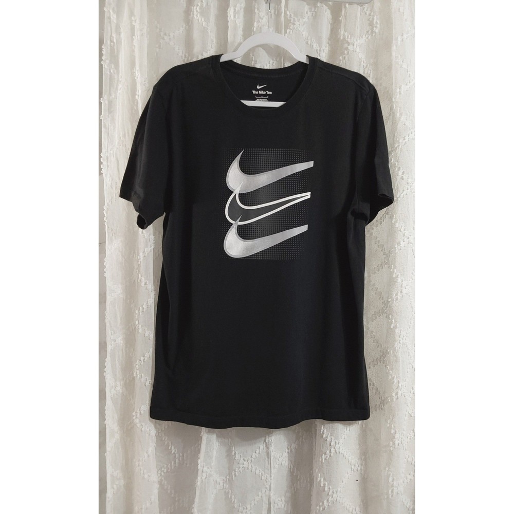 Nike Mens Triple Swoosh Graphic Tee Black Silver T-Shirt Large AR5006-010
