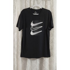 Nike Mens Triple Swoosh Graphic Tee Black Silver T-Shirt Large AR5006-010