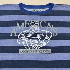 Hustler Vintage 90s Bodybuilding Best Striped Cotton Crew Neck Sleeveless 2