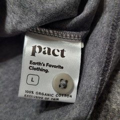 Pact Shirt Mens Large Gray Organic Cotton Softspun Long Sleeve Henley Casual