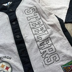 Vintage 1992 Heather Grey NFL Pittsburgh Steelers Button Up Jersey