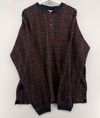 Vintage Northwest Territory Men’s Waffle Knit Henley Shirt Red XL