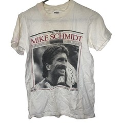Vintage 1989 Mike Schmidt Philadelphia Phillies Front Pages MLB Stedman Shirt S