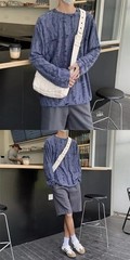 Men’s Distressed Long Sleeve T-Shirt Harajuku Aesthetic Ripped Pullover Top