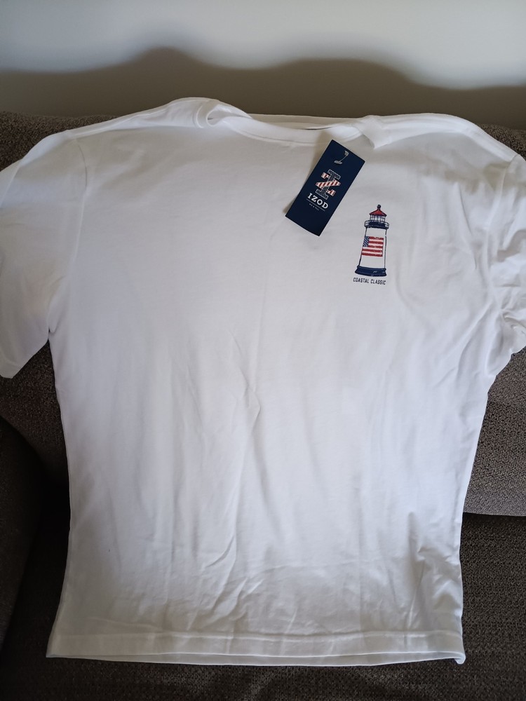 NWT IZOD TSHIRT SIZE LT WHITE COASTAL CLASSIC LIGHTHOUSE GRAPHIC TEE,,NWT,,LOOK