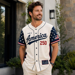 Custom Patriotic Baseball Jersey, 250th USA Name Number Shirt
