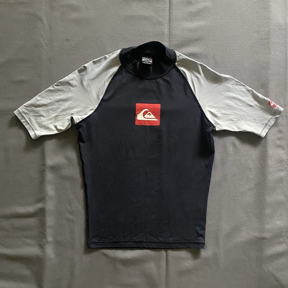 Vintage 2000s Quicksilver Surf Shirt Mens Medium Black Gray Surfing Beach Swim