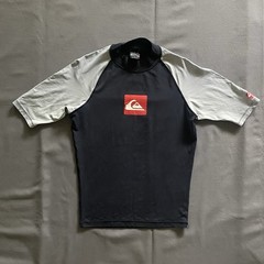 Vintage 2000s Quicksilver Surf Shirt Mens Medium Black Gray Surfing Beach Swim