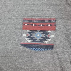 Lucky Brand Shirt Mens Medium Gray Aztec Pocket Tee Geometric Pattern Casual