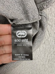 Ecko Unltd Shirt Mens Large Gray Marled Short Sleeve Hoodie Graphic EO12K821
