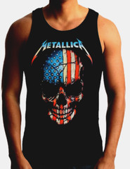 METALLICA AMERICAN SKULL Heavy Metal Band Black Tank Top
