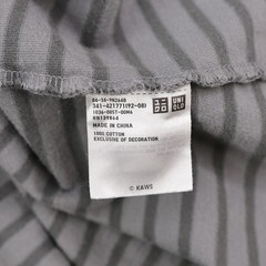 KAWS Uniqlo BFF Short Sleeve T-Shirt XXL Grey Grey Striped Embroidered Cotton