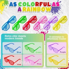 Shutter Glasses Neon Color Shades Sunglasses Set Novelty 80s 90s Funny 6-Colo…