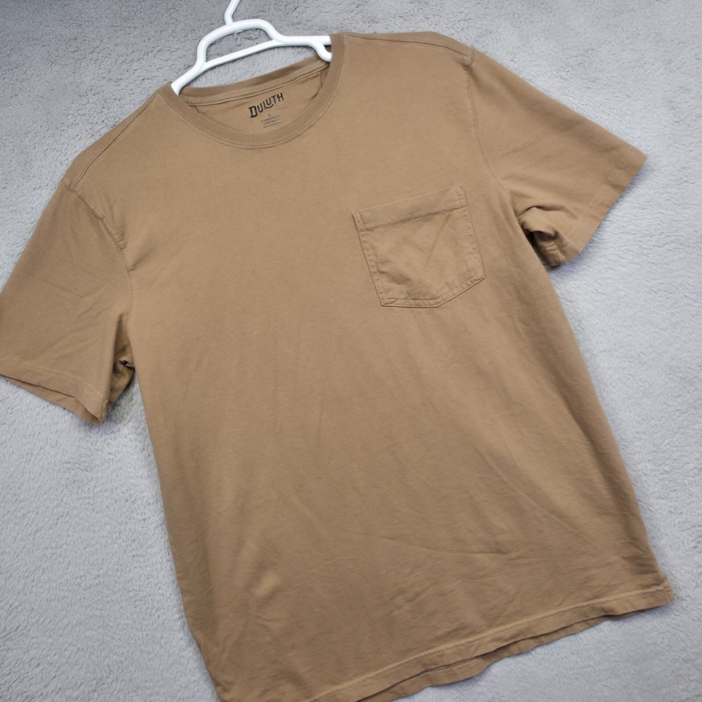 Duluth Shirt Men L Brown Short Sleeve Crew Neck Standard Fit Pocket Longtail Tee