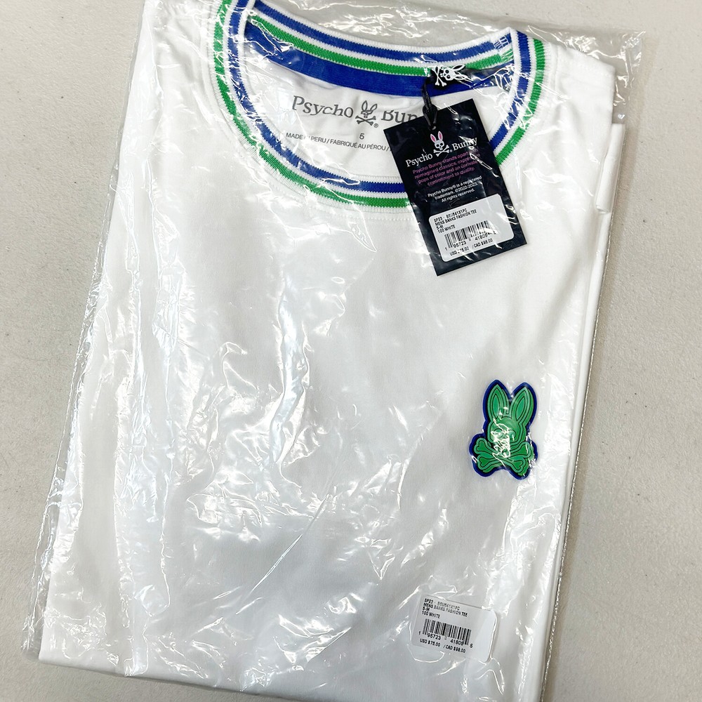 *NEW* Men Psycho Bunny Banks Fashion Tee White (B6U641X1PC 100)