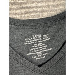 Unbranded V-Neck Baseball Shirt Mens XL Black Heather White Stripe Athletic Tee