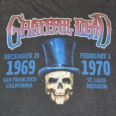 Grateful Dead x Lee 69′ 70′ Tour Band T-Shirt Mens L Black Rock Skull AOP