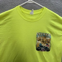 Anvil Shirt Adult Large Yellow Crewneck Sturgis Biker Motorcycle Nature Grunge