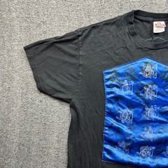 Intex T-Shirt Mens L Black Blue Satin Patch Graphic Heavy Weight Cotton Tee