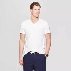Large – Mens Every Wear Short Sleeve V-Neck T-Shirt – Goodfellow – White x 2