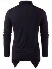 Men’s Asymmetrical Overlap Cardigan Cowl Neck Slim Fit Long Sleeve T-Shirt Top