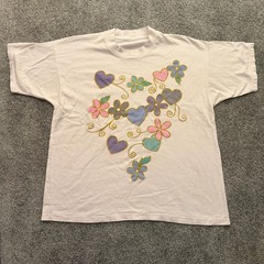 Vintage 90’s Flower T Shirt Abstract Floral No Tag Brand Made In USA Y2K M Large