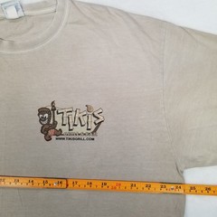 Tiki’s Grill & Bar Hawaiian T-Shirt Men’s Size XL Beige Short Sleeve Crew Neck