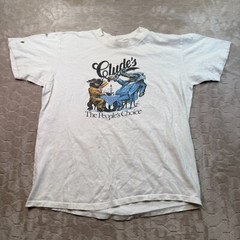 VTG Clyde’s The People’s Choice Reagan-Carter Election Shirt Sz Lg STAINED Look
