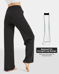 34″/32″ Inseam Tall Wide Leg Pants for Women 4-Way Stretch Loose Fit High Wai…