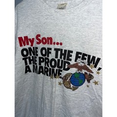 Vintage My Son The Proud A Marine Military Graphic T-Shirt Large USA Made