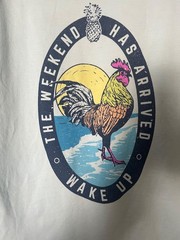 Men’s Chubbies Pocket T Shirt, Small, Rooster theme, Weekend has Arrived