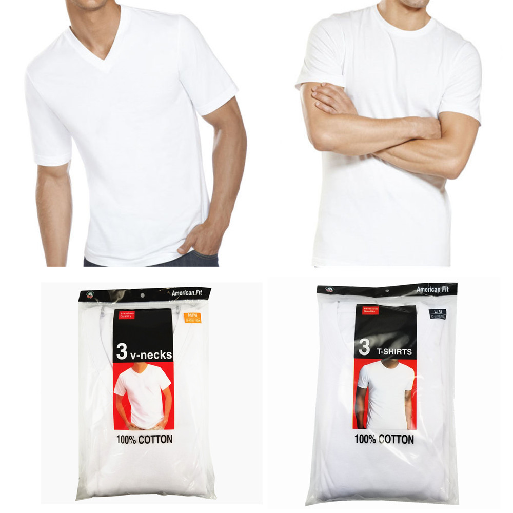 White Men Premium Quality 100% Cotton Tag-less Basic T-Shirt Undershirt