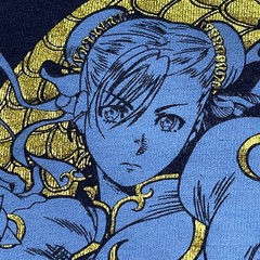 Street-Figher Chun-Li Foil Dragon Shirt Large 22×28 Blue Capcom X UDON