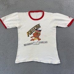 Vintage Kenya 1984 Los Angeles Olympics Shirt Mens Medium Ringer 80s Sport USA
