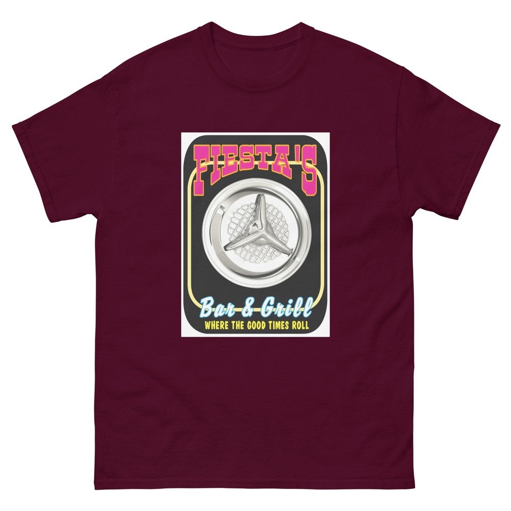 FIESTA’S BAR & GRILL HUBCAP T SHIRT by RACE CITY RETRO HOT ROD CUSTOM CARS