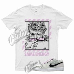 White ENERGY T Shirt for Air J1 1 Low Barely Green Light Arctic Pink Black