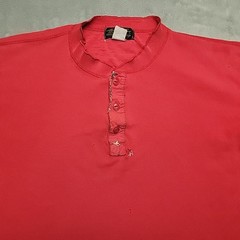 Vintage Eddie Bauer Henley Shirt Men L Red Ribbed Knit Distressed Grandpa Logger