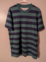 adidas Originals Samstag Colorblock Stripe Tee Green Blue Night Indigo Shirt M
