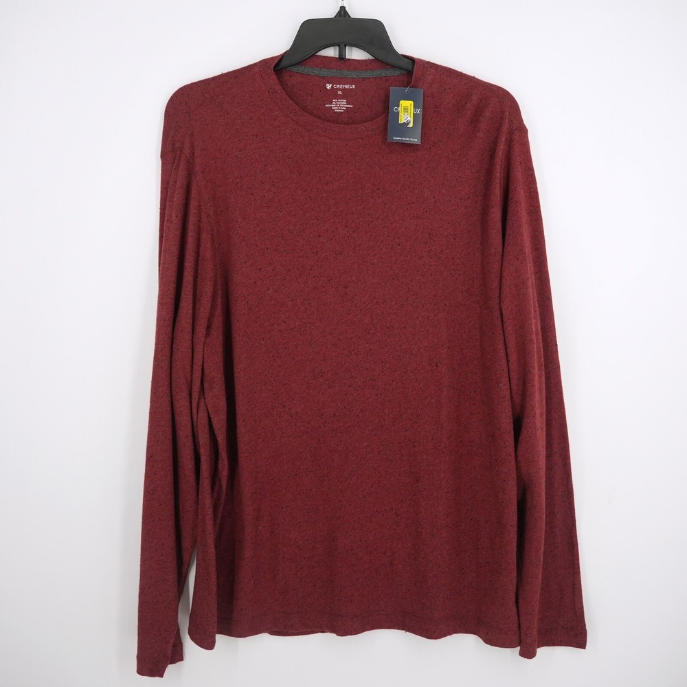 Cremieux Men’s Long-Sleeve Shirt Crew Neck XL Red Black Specks NWT