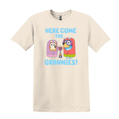 Gildan Heavy Duty Cotton T-Shirt S-XL-Here Comes the Grannies-Bluey-Cartoon-Gift