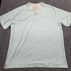 Tommy Bahama Mens XL Henley Shirt Short Sleeve Seafoam Green Heather Recycled