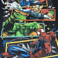Vintage 20s Mad Engine Marvel Thor Hulk Spider-Man Captain A T-shirt Size Large