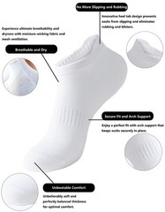 Womens Ankle Socks Athletic Running Low Cut Socks With Tab for Women White/Bl…