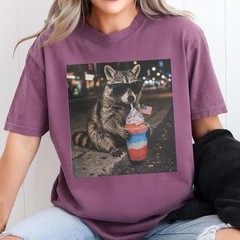 Funny 4th of July Raccoon Shirt Patriotic Slushie Red White Blue Tee