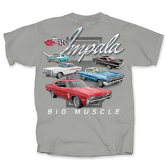 Impala Big Muscle Chevy Mens Gray T shirt(Joe Blow t’s)Licensed
