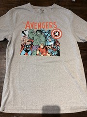 Marvel Men’s Gray Avengers Graphic Print Crewneck Short Sleeve T-Shirt L