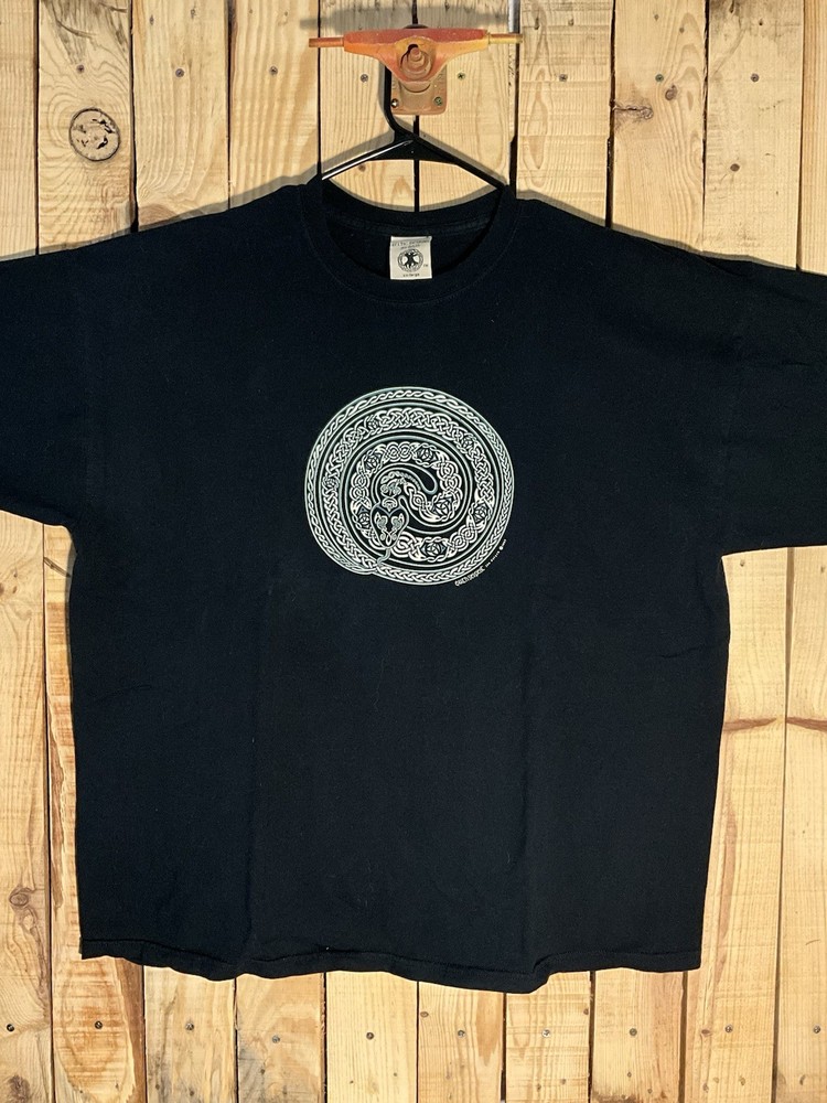 Vintage Earth Serpent Jen Delyth 1997 Ketlic Designs Black Cotton Shirt XXL