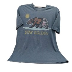 California Stay Golden Bear Tee Shirt Blue Bear Swim Shorts Graphic Size Medium